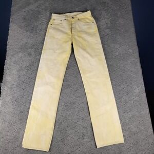 Vintage Levis 501 Jeans Mens 31x36 Yellow Button Fly Straight Leg Made In USA